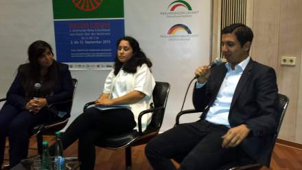 Von links nach rechts: Moderatorin Perjan Wirges, Behara Jasharaj und Jasar Dzemailovski; Fotos (3): C.-D. Stille